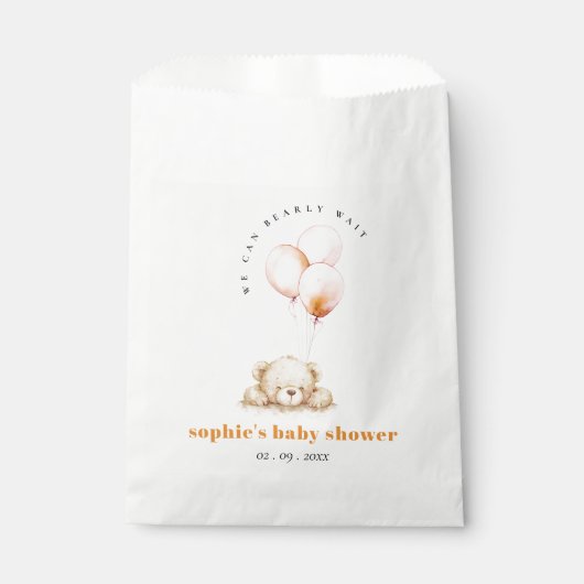 Minimal Chic Blush Bearly Wait Balloon Baby shower Bedankzakje (Voorkant)