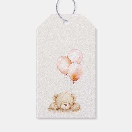 Minimal Chic Blush Bearly Wait Balloon Baby shower Cadeaulabel (Achterkant)