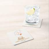 Minimal Chic Blush Bearly Wait Balloon Baby shower Kartonnen Onderzetters (Insitu)