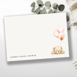 Minimal Chic Blush Bearly Wait Balloon Baby shower Notitiekaartje