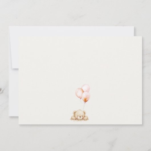 Minimal Chic Blush Bearly Wait Balloon Baby shower Notitiekaartje (Achterkant)
