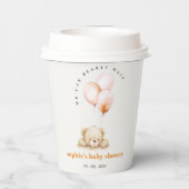 Minimal Chic Blush Bearly Wait Balloon Baby shower Papieren Bekers (Achterkant)