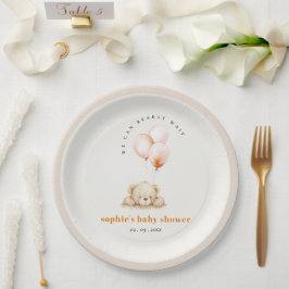 Minimal Chic Blush Bearly Wait Balloon Baby shower Papieren Bordje