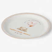 Minimal Chic Blush Bearly Wait Balloon Baby shower Papieren Bordje (Gekanteld)