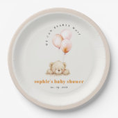 Minimal Chic Blush Bearly Wait Balloon Baby shower Papieren Bordje (Voorkant)