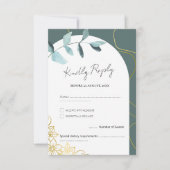 Minimal Chic Eucalyptus Greenery & Gold Accents RSVP Kaartje (Voorkant)