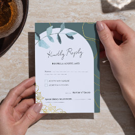 Minimal Chic Eucalyptus Greenery & Gold Accents RSVP Kaartje