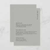 Minimal & Chic Grey Modern Simple Wedding Details Informatiekaartje (Voorkant / Achterkant)