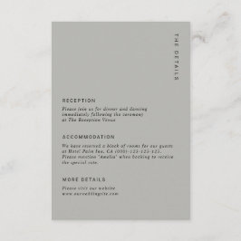 Minimal & Chic Grey Modern Simple Wedding Details Informatiekaartje