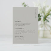 Minimal & Chic Grey Modern Simple Wedding Details Informatiekaartje (Staand voorkant)