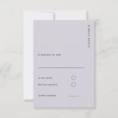 Minimal & Chic Lavender Modern Simple Wedding RSVP Kaartje (Voorkant)