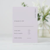 Minimal & Chic Lavender Modern Simple Wedding RSVP Kaartje (Staand voorkant)