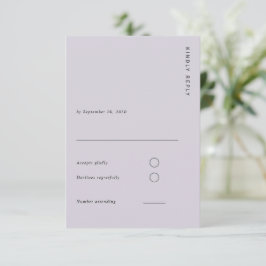 Minimal & Chic Lavender Modern Simple Wedding RSVP Kaartje