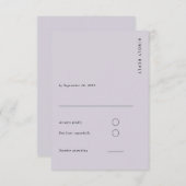 Minimal & Chic Lavender Modern Simple Wedding RSVP Kaartje (Voorkant / Achterkant)