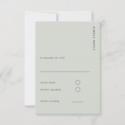 Minimal & Chic Light Sage Modern Simple Wedding RSVP Kaartje (Voorkant)