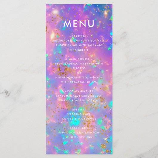 Minimal Chic Opal Stone Gold Party Menu Sjabloon (Voorkant)