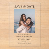 Minimal Chic Photo Wedding Save the Date Card Acryl Uitnodigingen (Voorkant)