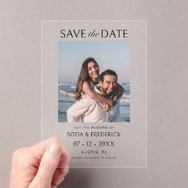 Minimal Chic Photo Wedding Save the Date Card Acryl Uitnodigingen