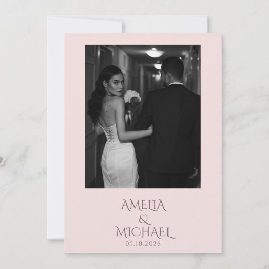 Minimal Chic Prune and Blush Wedding Invitation Kaart (Achterkant)
