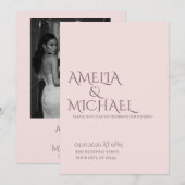Minimal Chic Prune and Blush Wedding Invitation Kaart (Voorkant / Achterkant)