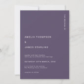 Minimal & Chic Purple Modern Simple Wedding Kaart (Voorkant)
