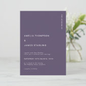 Minimal & Chic Purple Modern Simple Wedding Kaart (Staand voorkant)