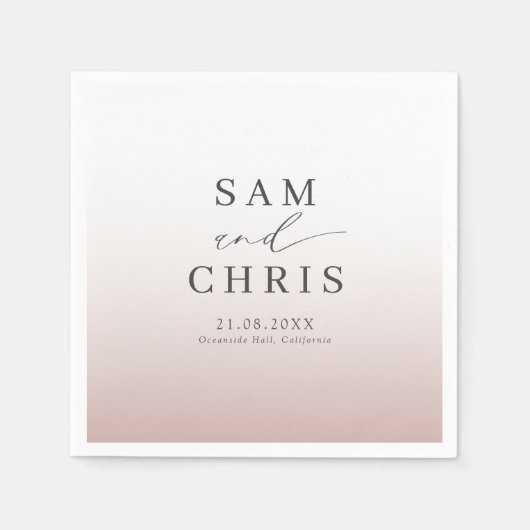 Minimal Chic Rose Gold monogram Wedding Servet (Voorkant)