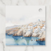 Minimal Chic Santorini Griekenland Waterverf bruil Bedankjes Labels (Achterkant)