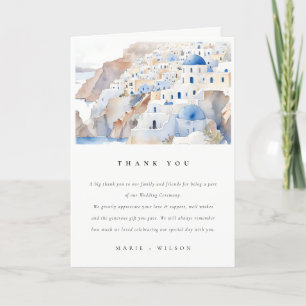 Minimal Chic Santorini Griekenland Waterverf bruil Bedankkaart