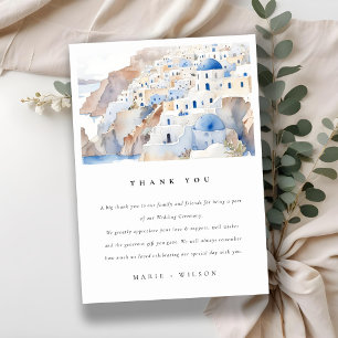 Minimal Chic Santorini Griekenland Waterverf bruil Bedankkaart