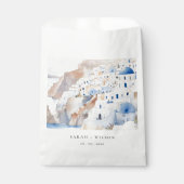 Minimal Chic Santorini Griekenland Waterverf bruil Bedankzakje (Voorkant)