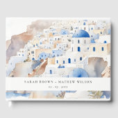 Minimal Chic Santorini Griekenland Waterverf bruil Gastenboek (Voorkant)
