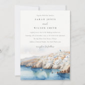 Minimal Chic Santorini Griekenland Waterverf bruil Kaart (Voorkant)