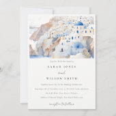 Minimal Chic Santorini Griekenland Waterverf bruil Kaart (Voorkant)