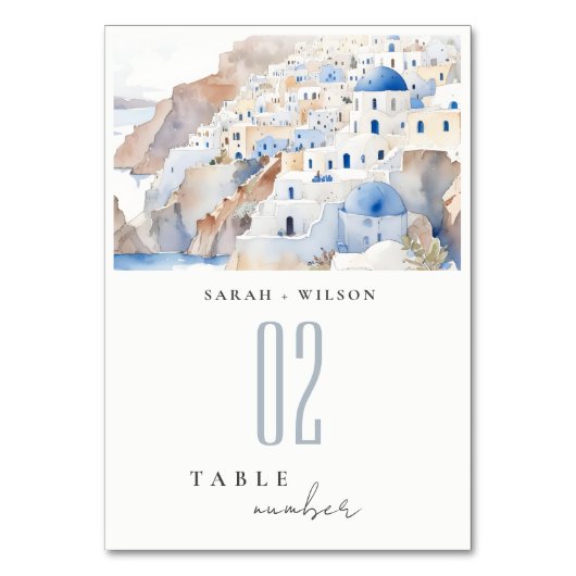 Minimal Chic Santorini Griekenland Waterverf bruil Kaart (Achterkant)