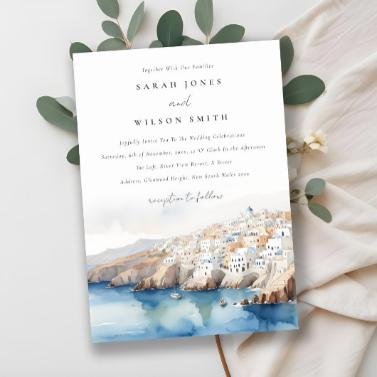 Minimal Chic Santorini Griekenland Waterverf bruil Kaart