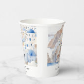 Minimal Chic Santorini Griekenland Waterverf bruil Papieren Bekers (Rechts)