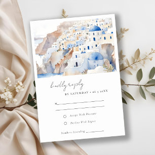 Minimal Chic Santorini Griekenland Waterverf bruil RSVP Kaartje