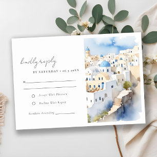 Minimal Chic Santorini Griekenland Waterverf bruil RSVP Kaartje