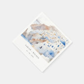 Minimal Chic Santorini Griekenland Waterverf bruil Servet (Hoek)