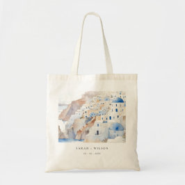 Minimal Chic Santorini Griekenland Waterverf bruil Tote Bag