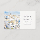 Minimal Chic Santorini Griekenland Waterverf Visitekaartje (Voorkant)