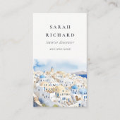Minimal Chic Santorini Griekenland Waterverf Visitekaartje (Voorkant)