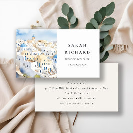 Minimal Chic Santorini Griekenland Waterverf Visitekaartje