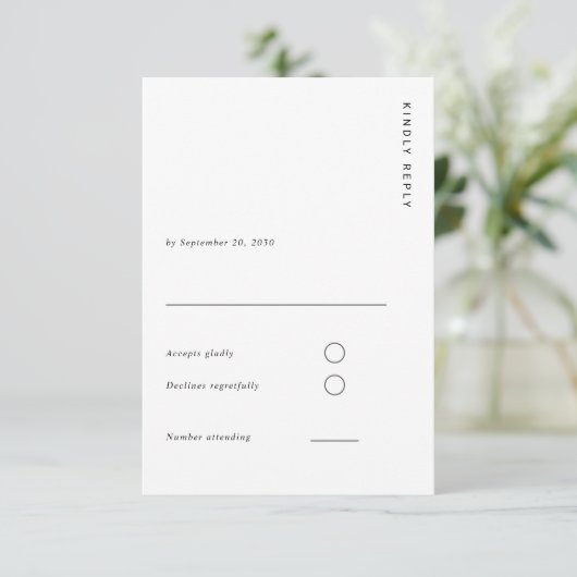 Minimal & Chic White Modern Simple Wedding RSVP Kaartje (Staand voorkant)