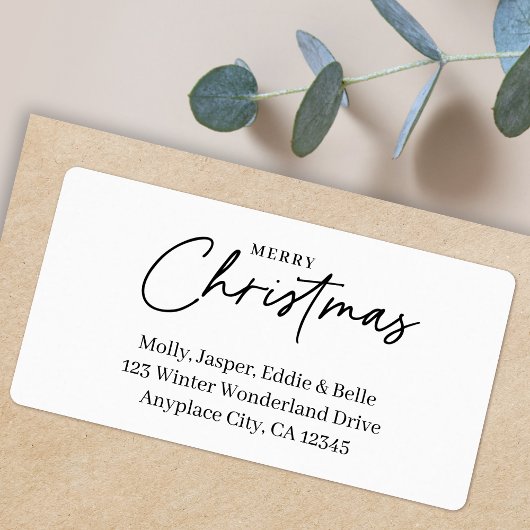 Minimal Christmas Address Label | Simple White