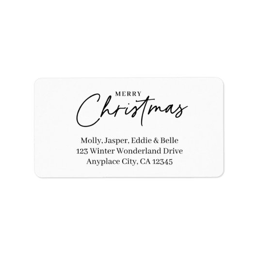 Minimal Christmas Address Label | Simple White (Voorkant)
