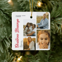 Minimal Christmas Blessings Script Family 4 Photos Keramisch Ornament
