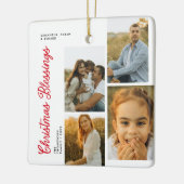 Minimal Christmas Blessings Script Family 4 Photos Keramisch Ornament (Links)
