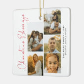 Minimal Christmas Blessings Script Family 5 Photos Keramisch Ornament (Links)